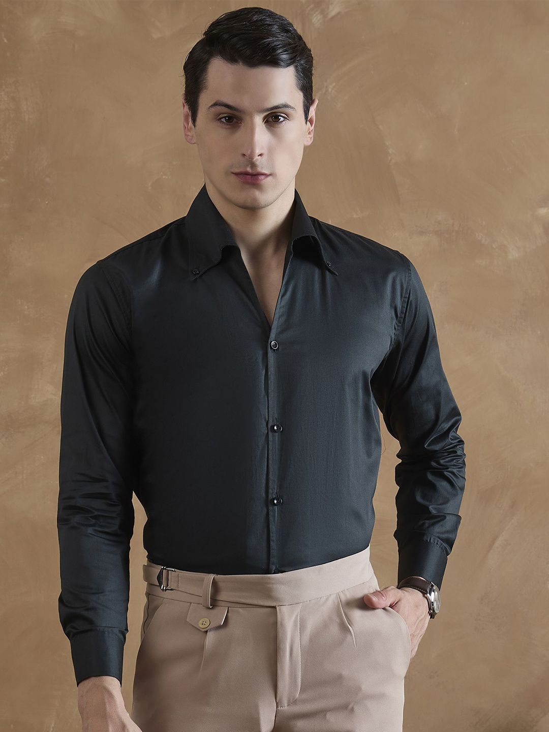 DENNISON Men Smart Fit Solid Button-Down Collar Cotton Formal Shirt-picture-32