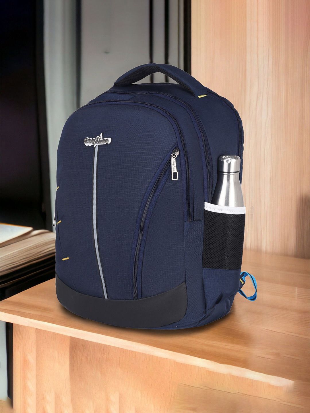 seenlee men solid backpack with compression straps