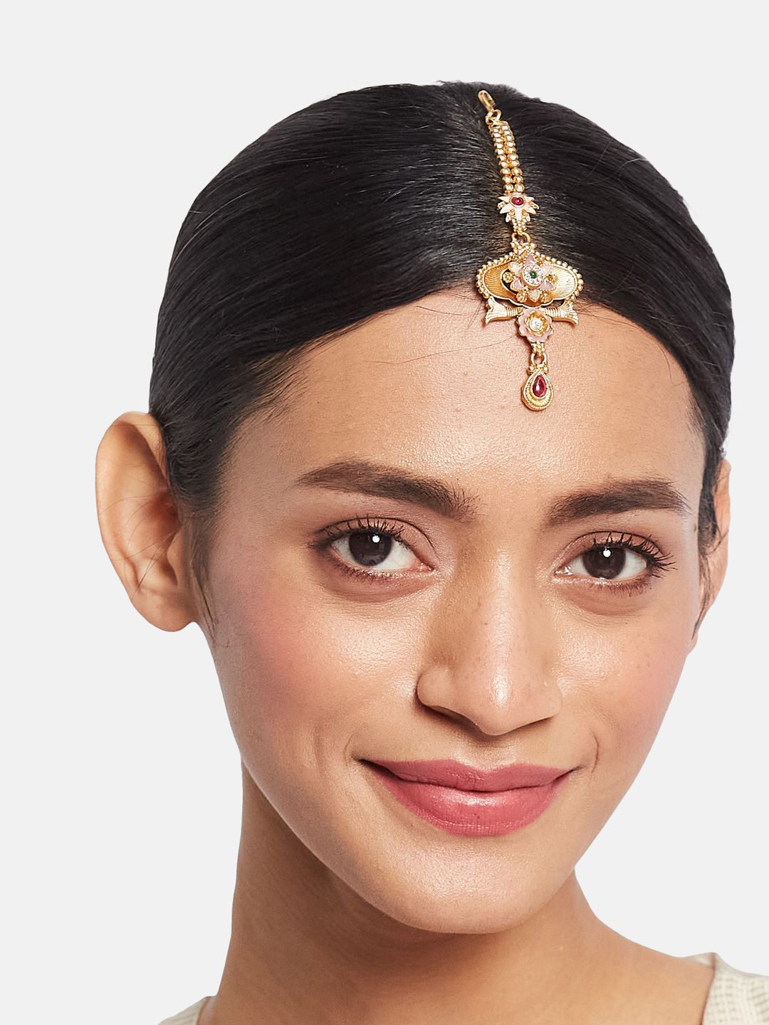 ATIBELLE Set Of 2 Gold-Plated Kundan Studded Maang Tikka