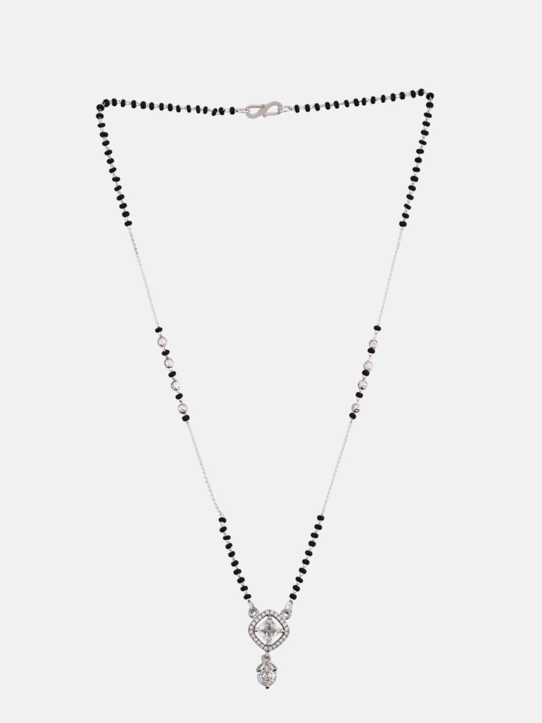 ATIBELLE  Set of 2 Silver-Plated Artificial Stones and Beads Mangalsutra