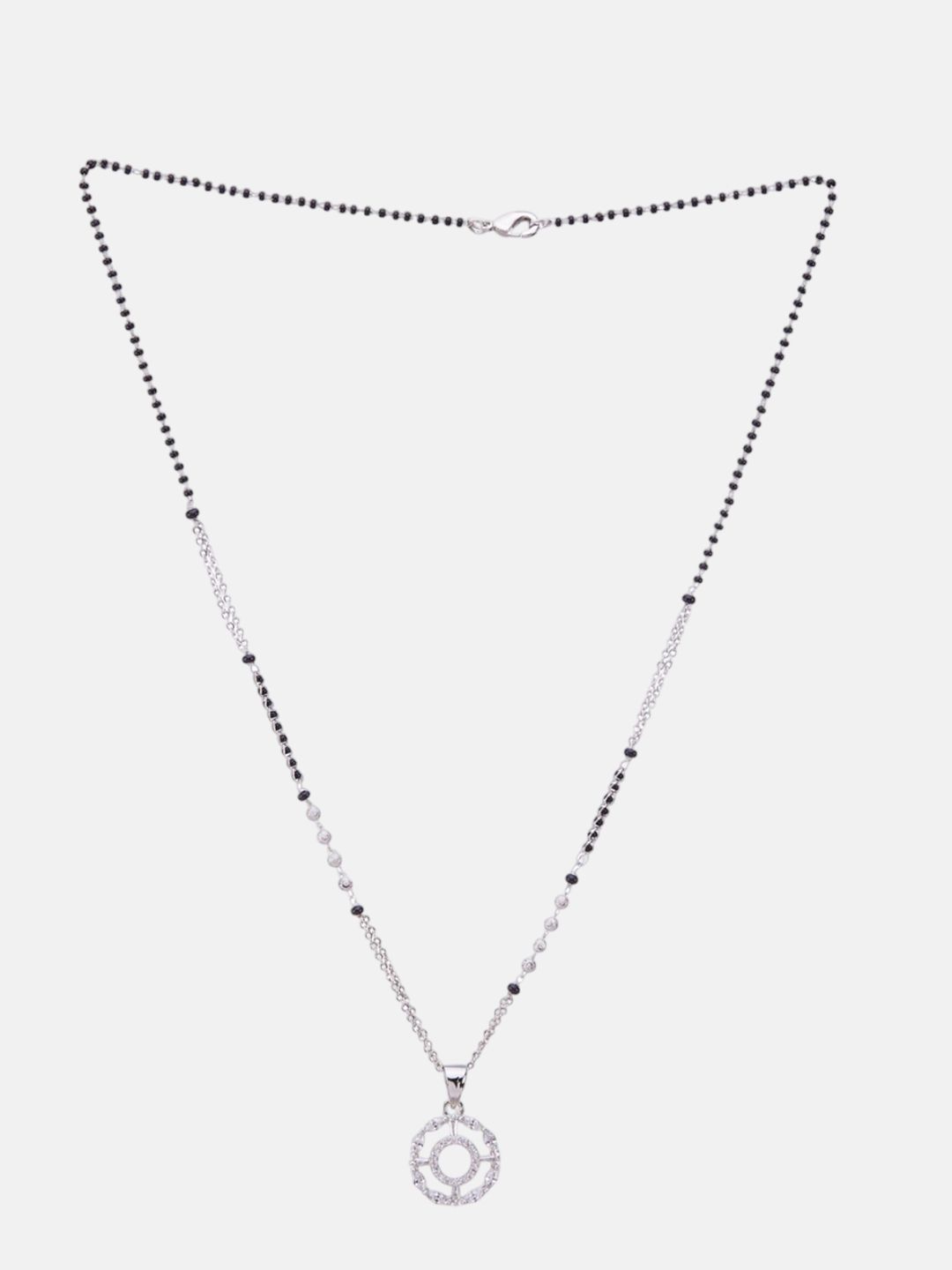 ATIBELLE  Set of 2 Silver-Plated Artificial Stones and Beads Mangalsutra