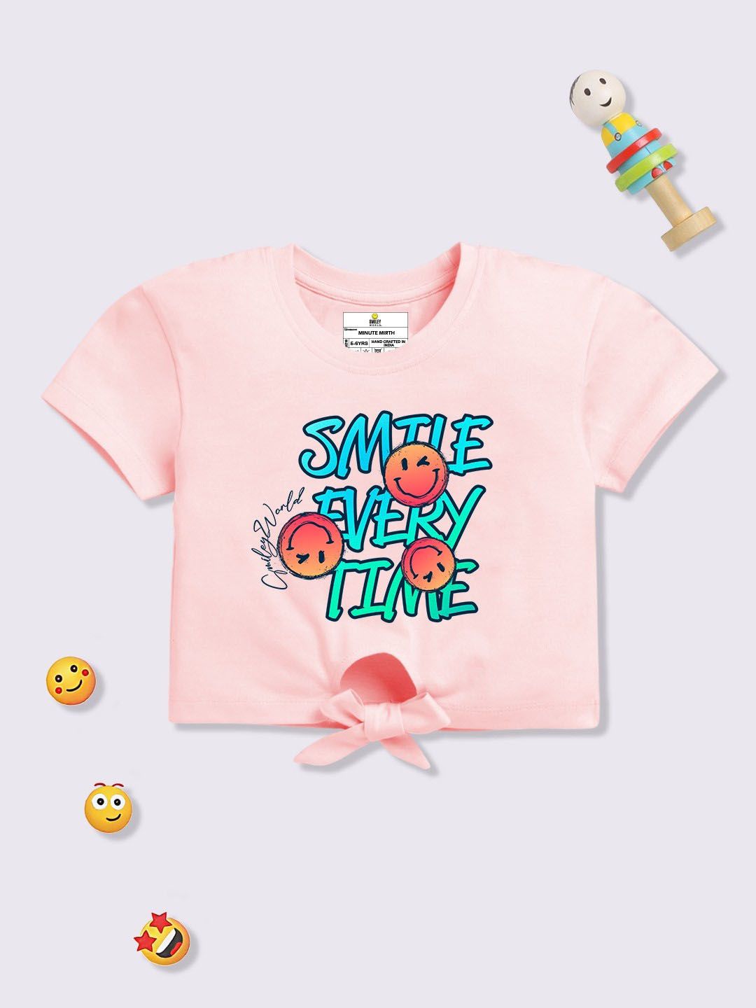 YK X Minute Mirth Girls Smiley Print Cotton Top-picture-45