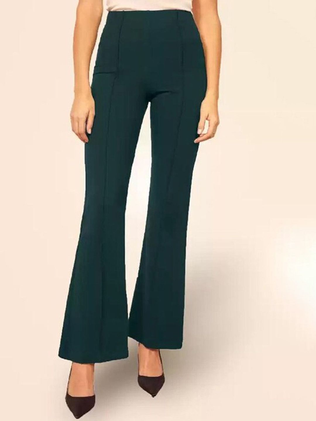 Yozo Women Relaxed Straight Leg Flared High-Rise Trousers-image-36