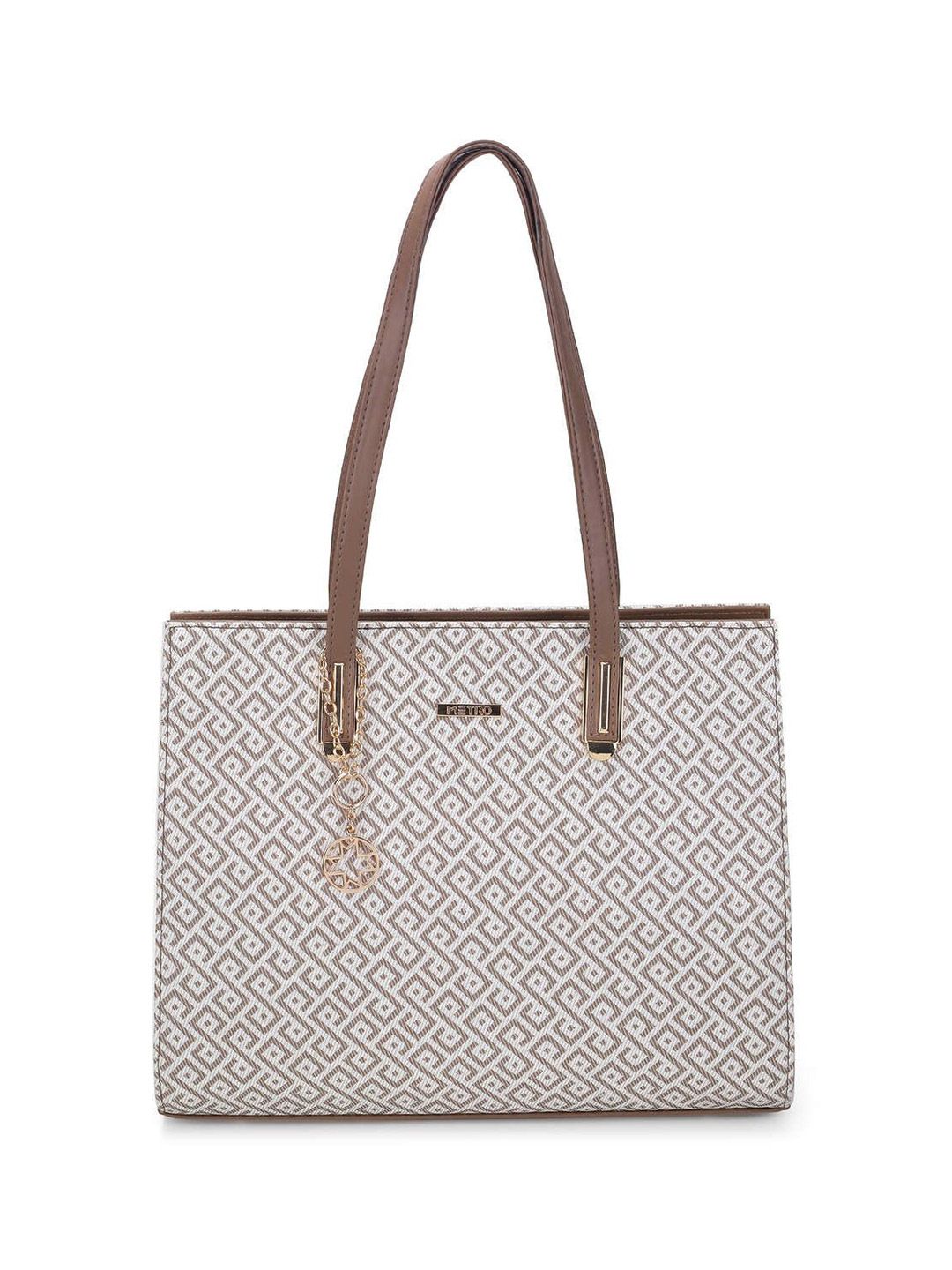 Metro Printed PU Shopper Shoulder Bag with Cut Work-image-12