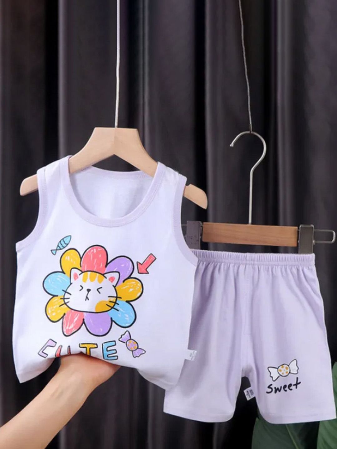 Bold N Elegant Girls Printed Round Neck Pure Cotton T-shirt With Shorts-image-41