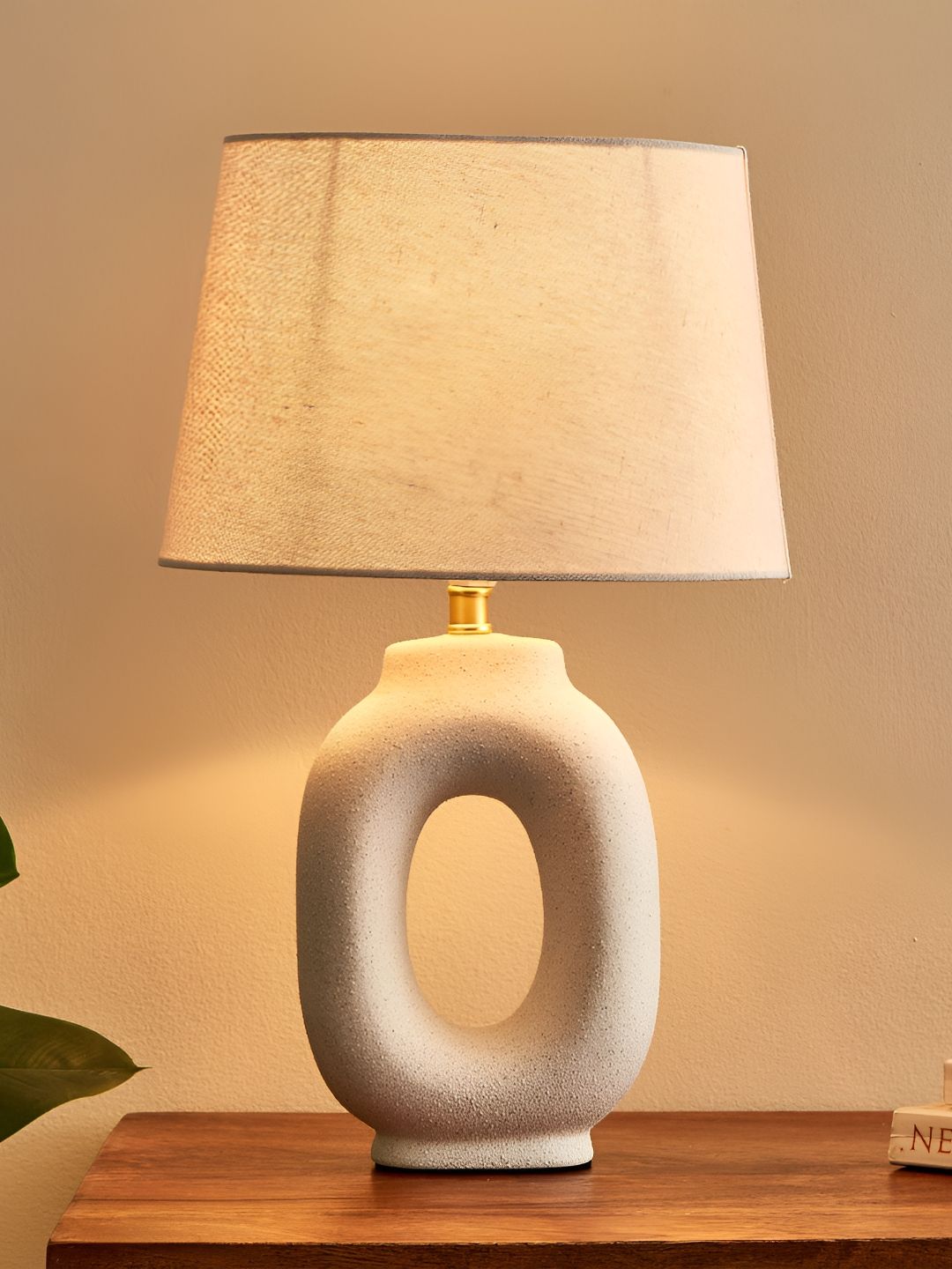 Home Centre Riviera Dune Off White Frustum Shaped Ceramic Table Lamp-image-45