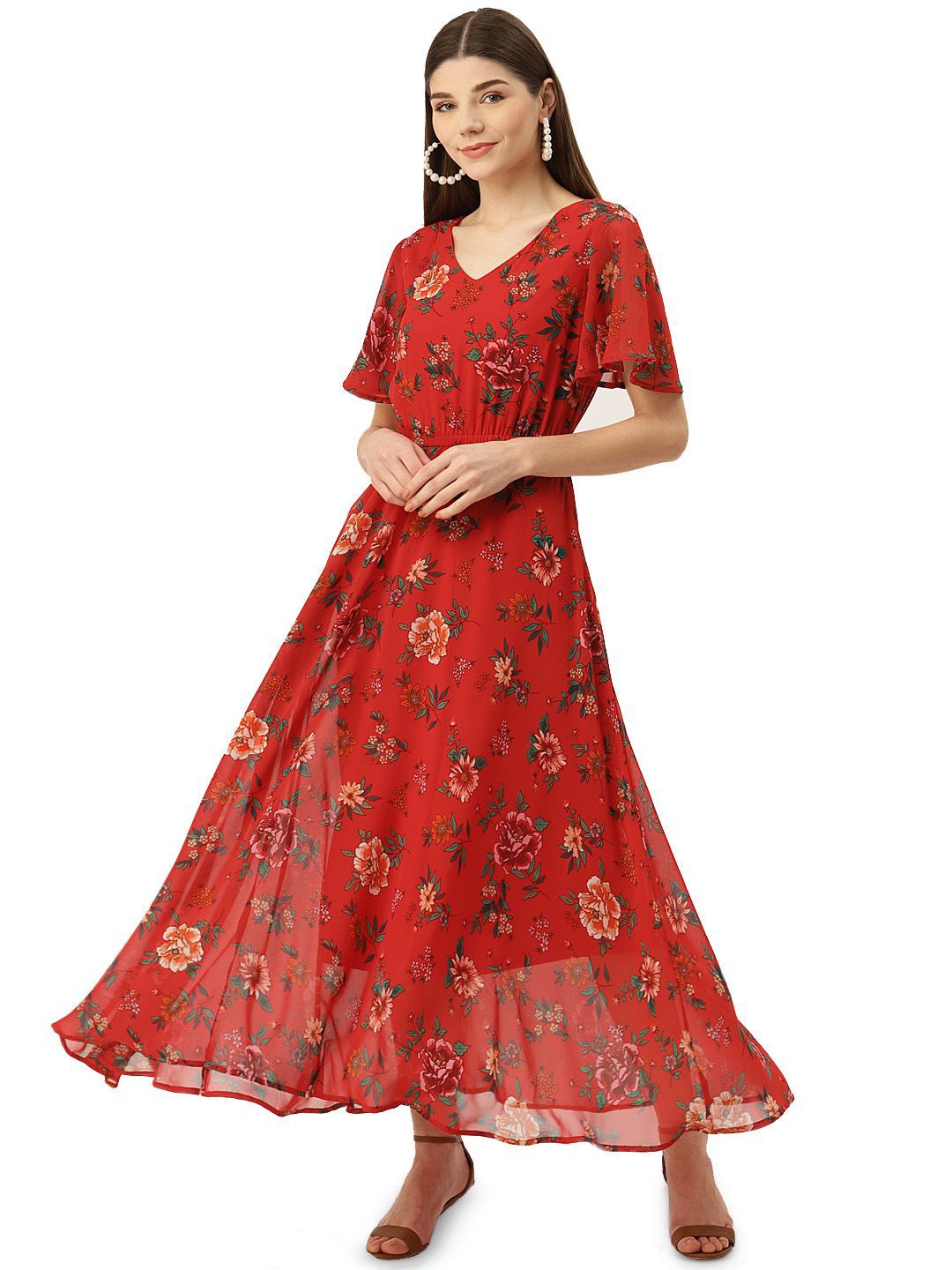 Deewa Women Floral Print Georgette A-Line Maxi Dress-picture-27