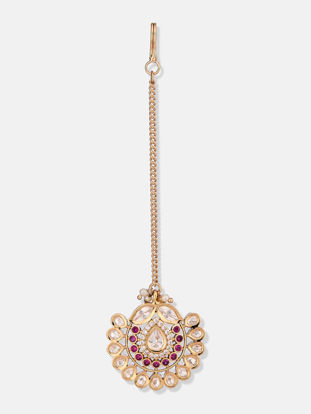 ATIBELLE Set of 3 Gold-Plated Kundan Studded Maang Tikka Head Jewellery