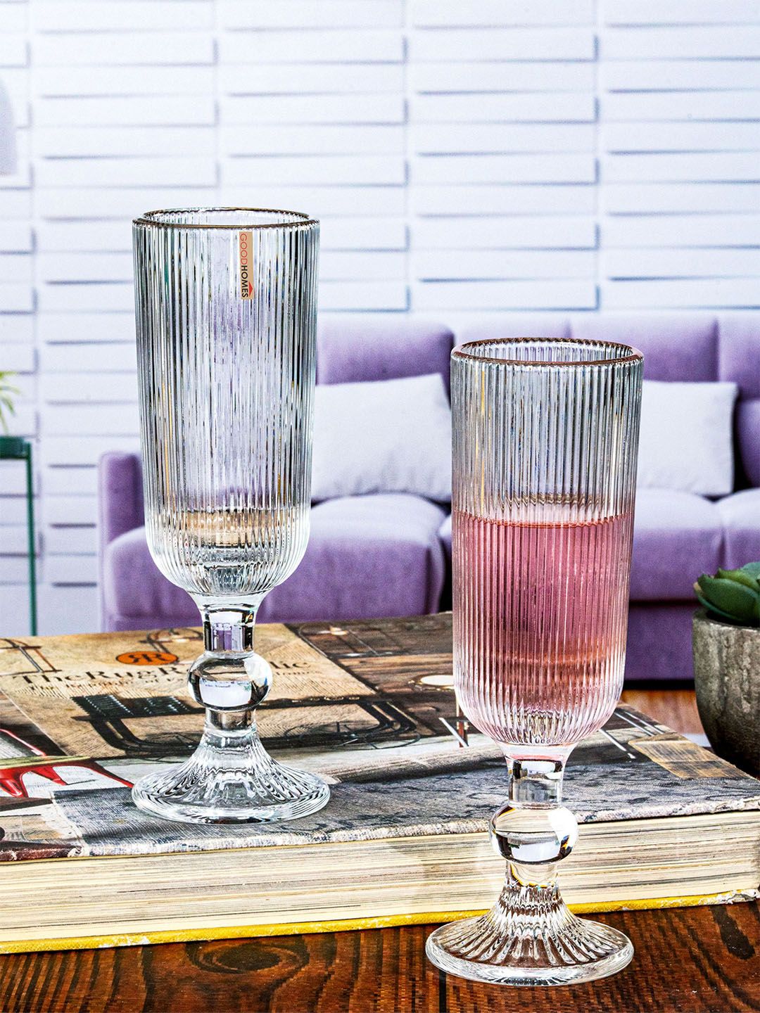 GOODHOMES Transparent 6 Pieces Textured Bar Glasses-150 ml Each-image-33
