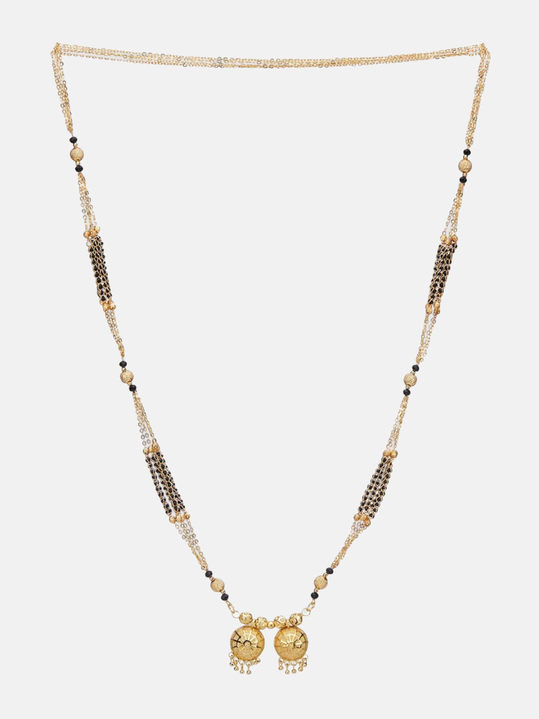 ATIBELLE  Set of 2 Gold-Plated Artificial Stones Studded And Beaded Mangalsutra