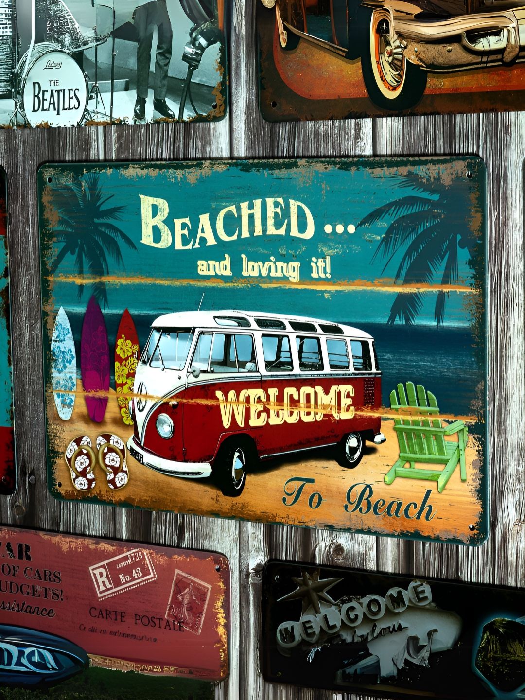 eazy wagon Blue & White Printed Metal Number Plates Wall Sign - Wall Hangings-picture-14