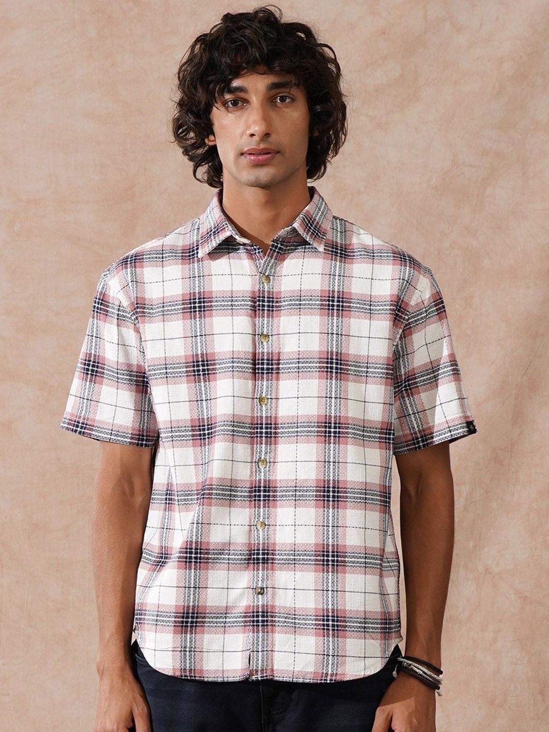 WROGN Men Comfort Fit Tartan Checked Spread Collar Casual Shirt-picture-23