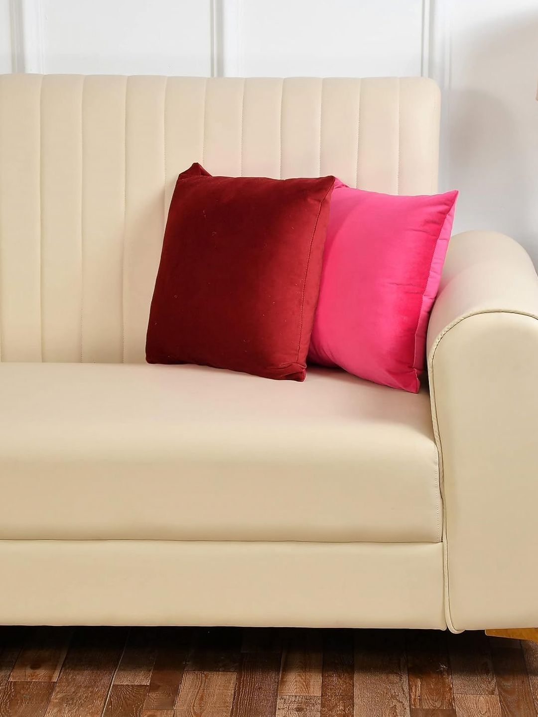 Shadowkart Maroon & Pink 2 Pieces Velvet Square Cushion Covers-image-14