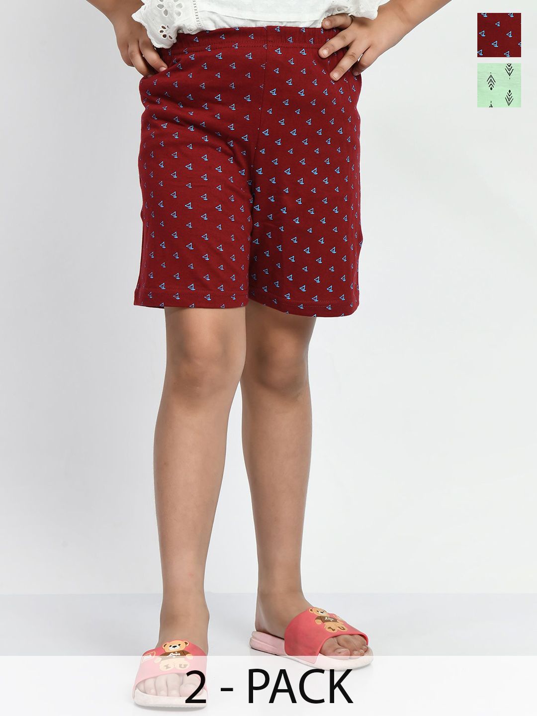 BAESD Girls Cotton Pack Of 2 Printed Shorts-picture-31