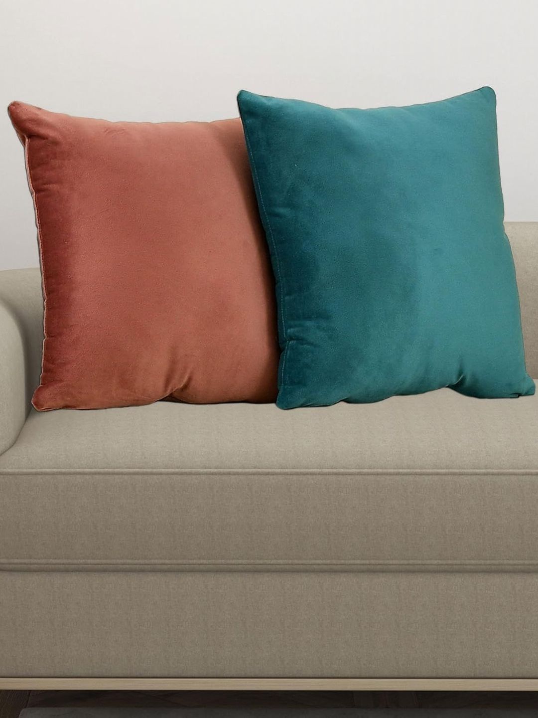 Shadowkart Sea Green & Orange 2 Pieces Rectangle Velvet Cushion Covers-picture-27