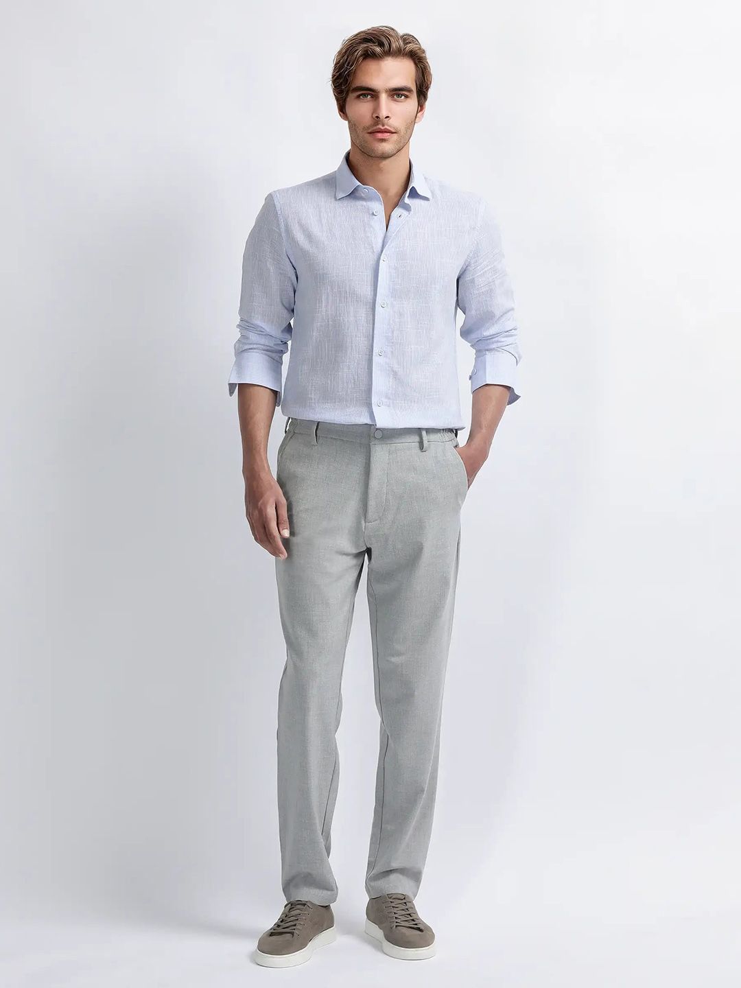 RARE RABBIT Men Tailored Regular Fit Mid-Rise Trousers-picture-13