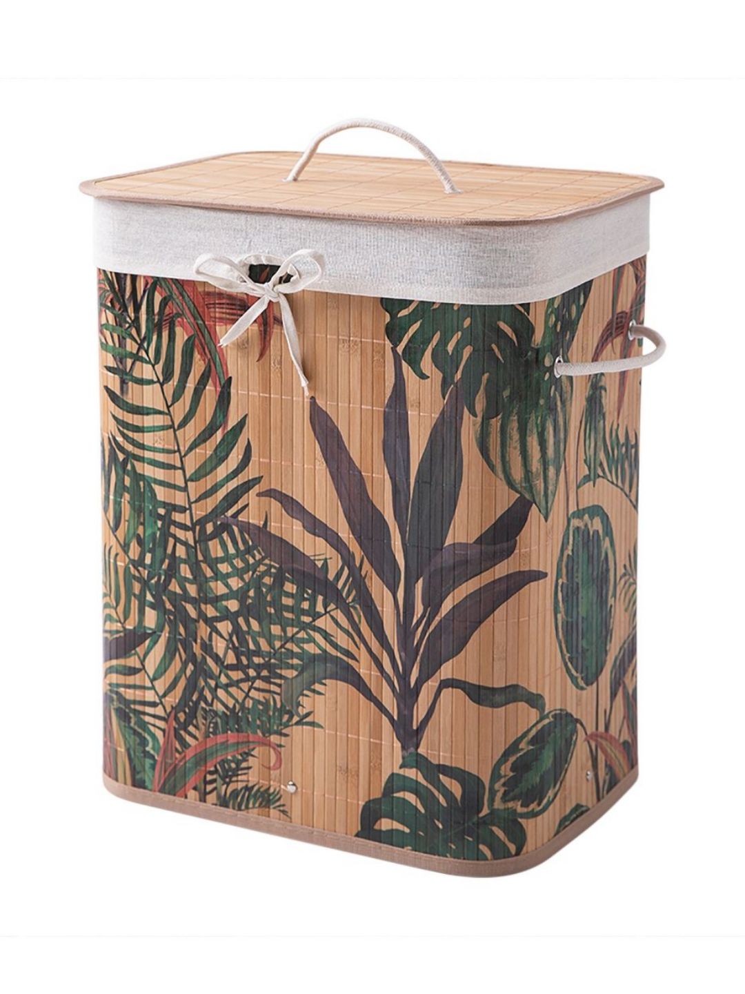 HOKIPO Eco-Friendly Foldable Bamboo Laundry Basket Hamper With Lid Large 60 Liter-picture-52