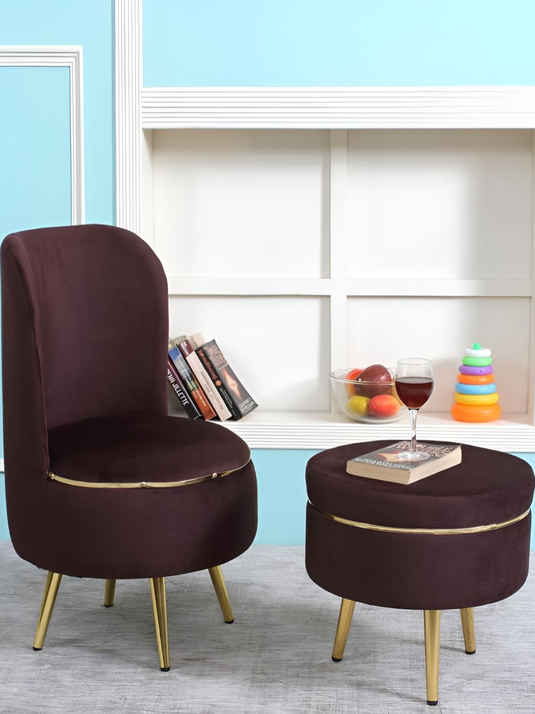 Shadowkart Set Of 2 Coffee Brown Wooden Pouffes Sitting Ottomans-image-37