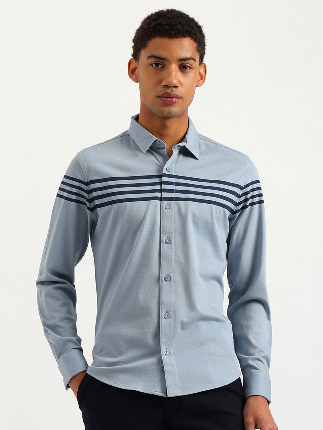 United Colors of Benetton Men Slim Fit Opaque Striped Casual Shirt-picture-38