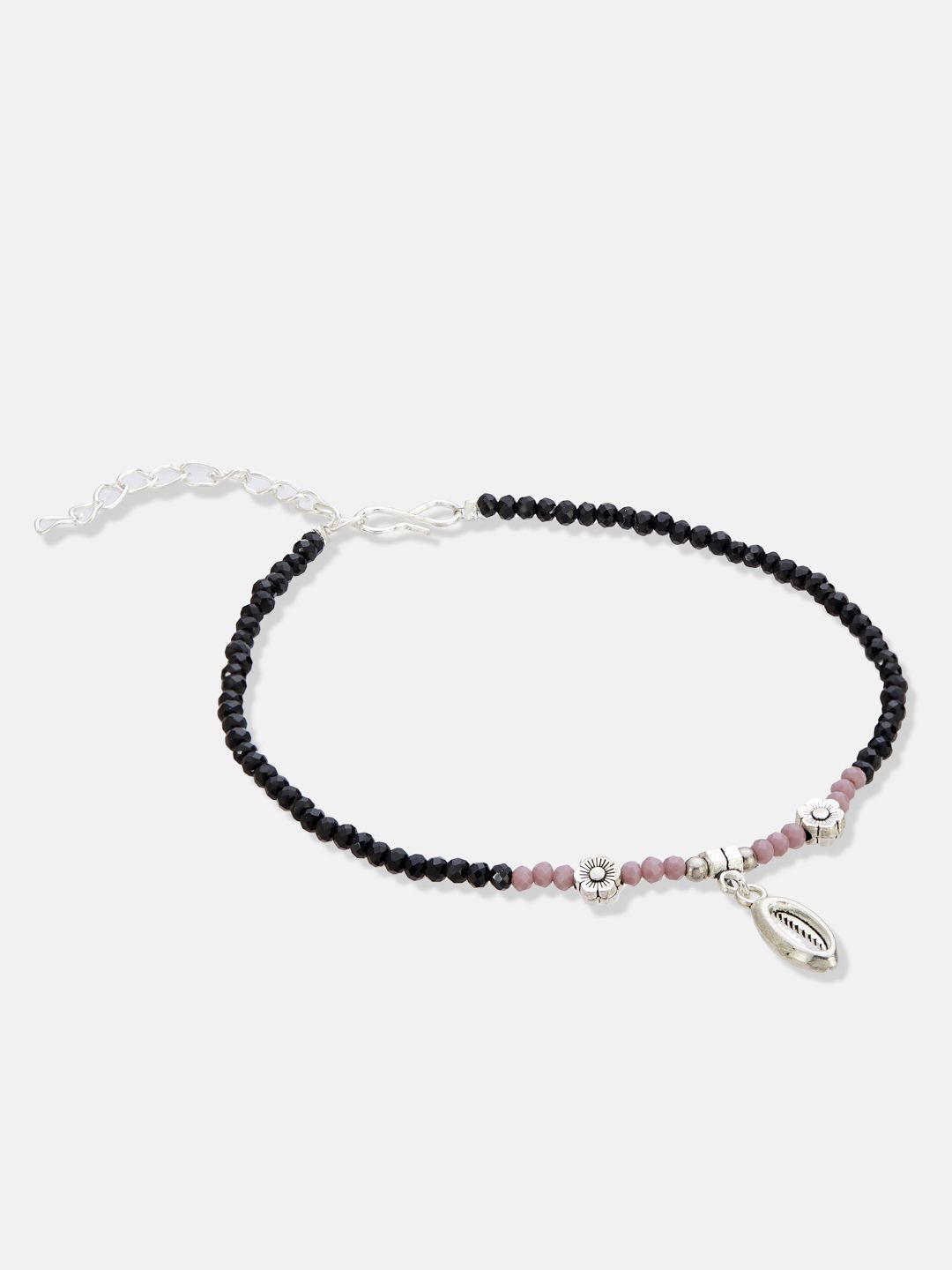 ATIBELLE Set Of 2 Silver-Plated Artificial Beaded Anklet