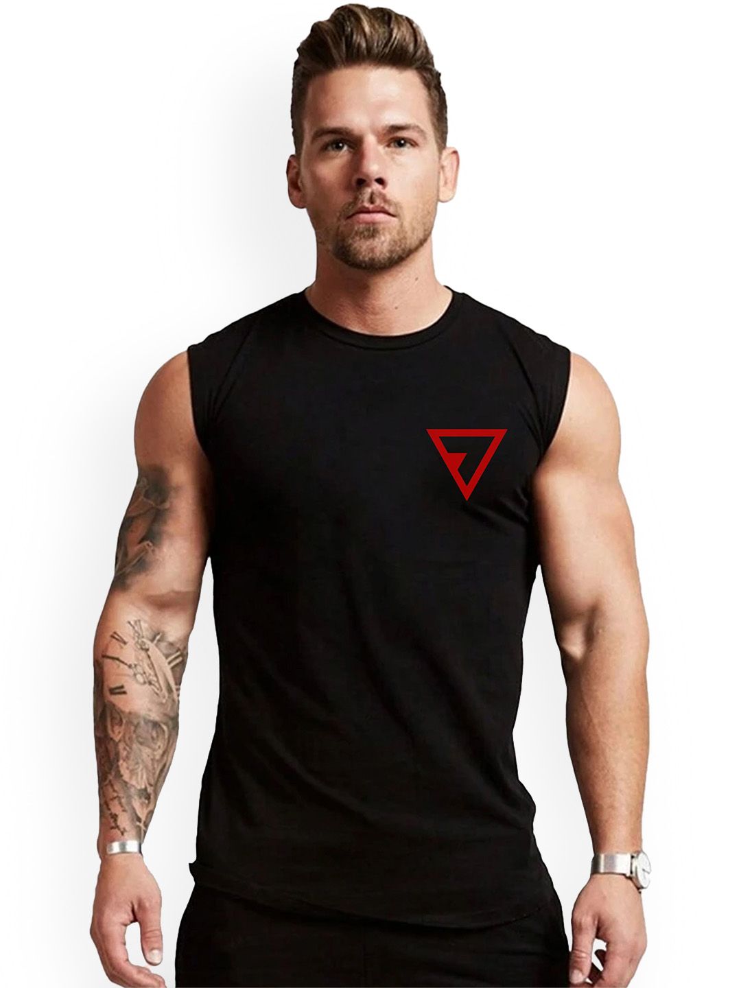 3Colors Men Round Neck Printed Gym Vest VEST-CCUT-REFLECTION-BLK_M-picture-49