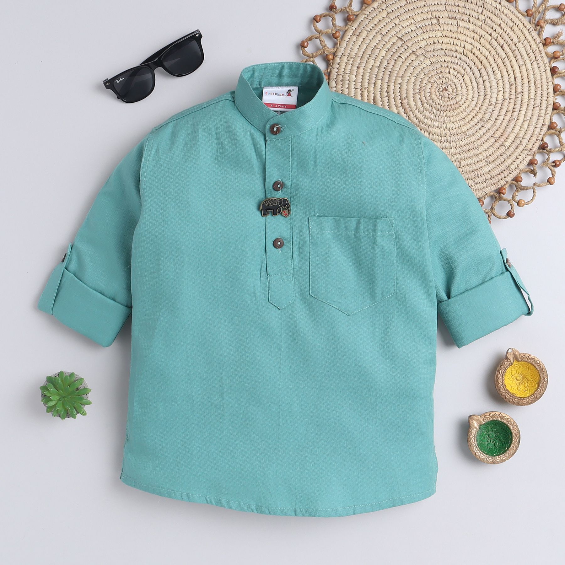 BAATCHEET Boys Band Collar Cotton Kurta-picture-39