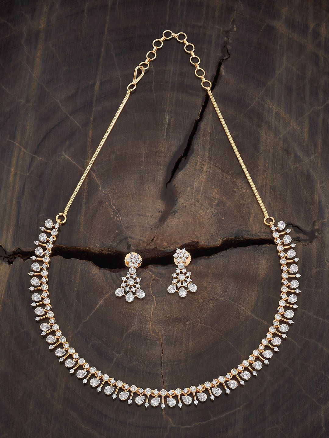 Kushal's Fashion Jewellery Embellished Bridal Rhodium-Plated Zircon Studded Necklace