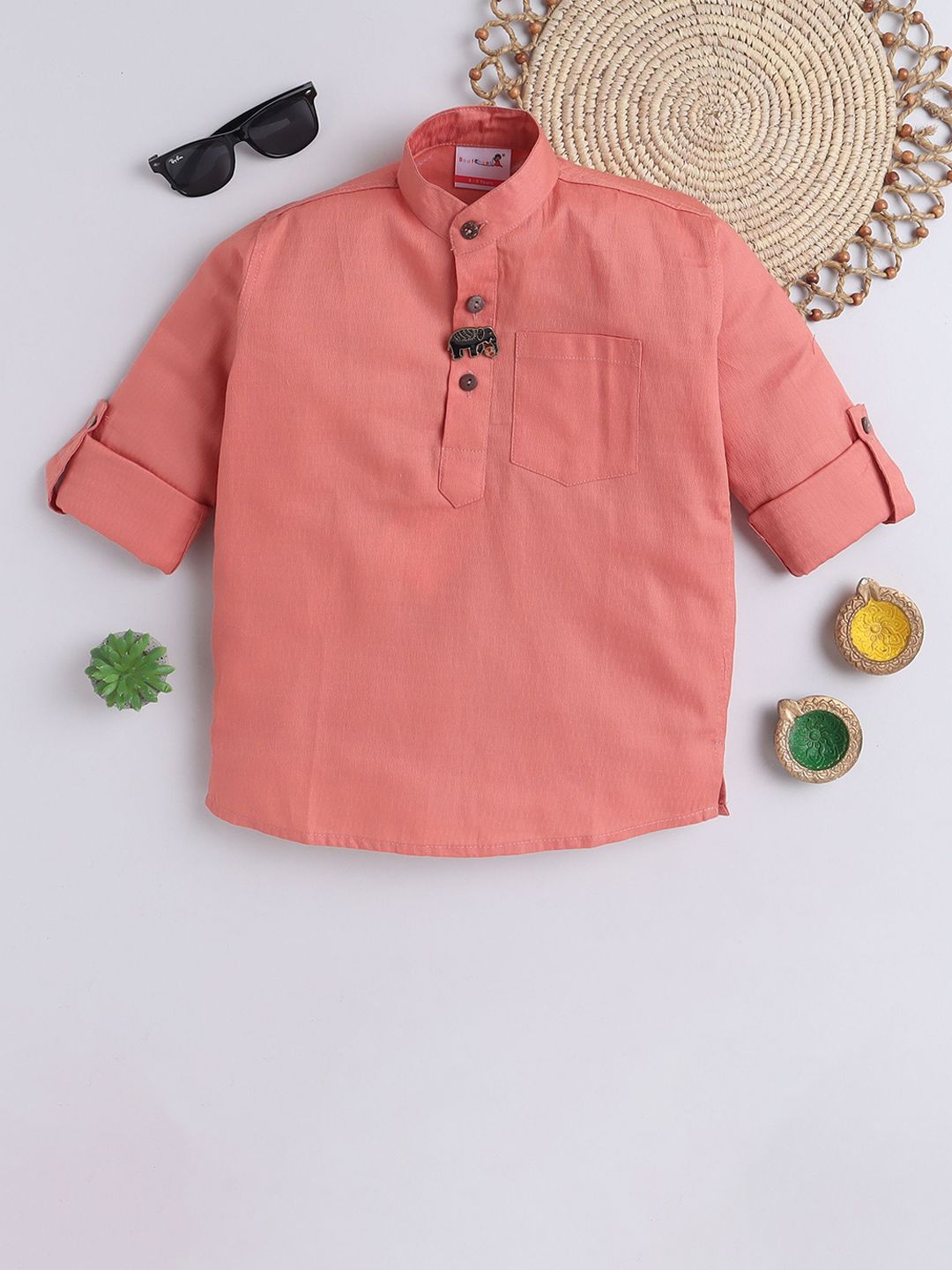 BAATCHEET Boys Band Collar Cotton Kurta-picture-30