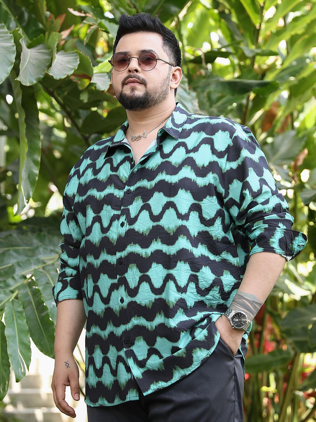 Instafab Plus Men Comfort Opaque Printed Casual Shirt-picture-29