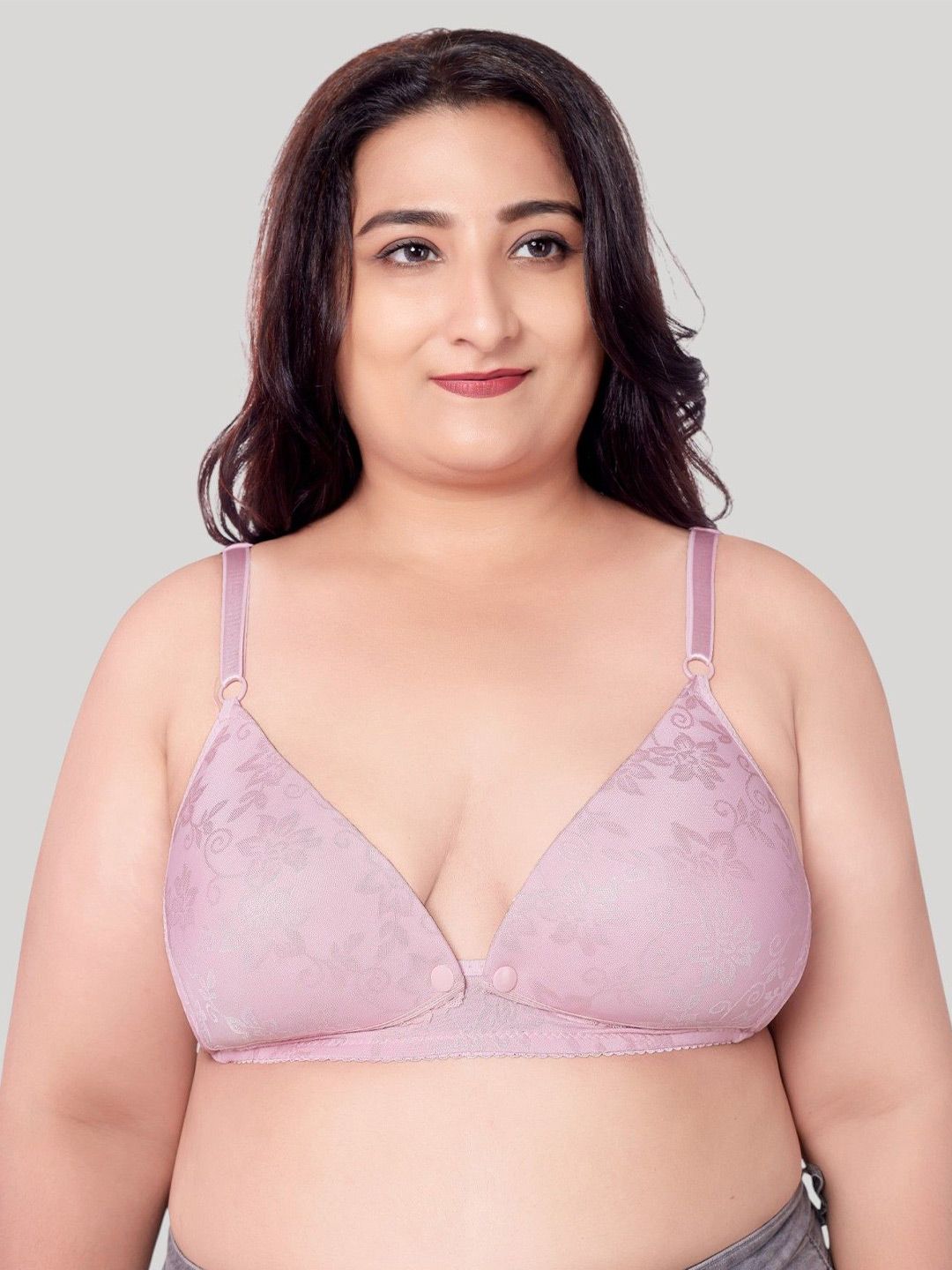 PLUMBURY Women Plus Size Self Design Full Coverage Lightly Padded Non-Wired Maternity Bra