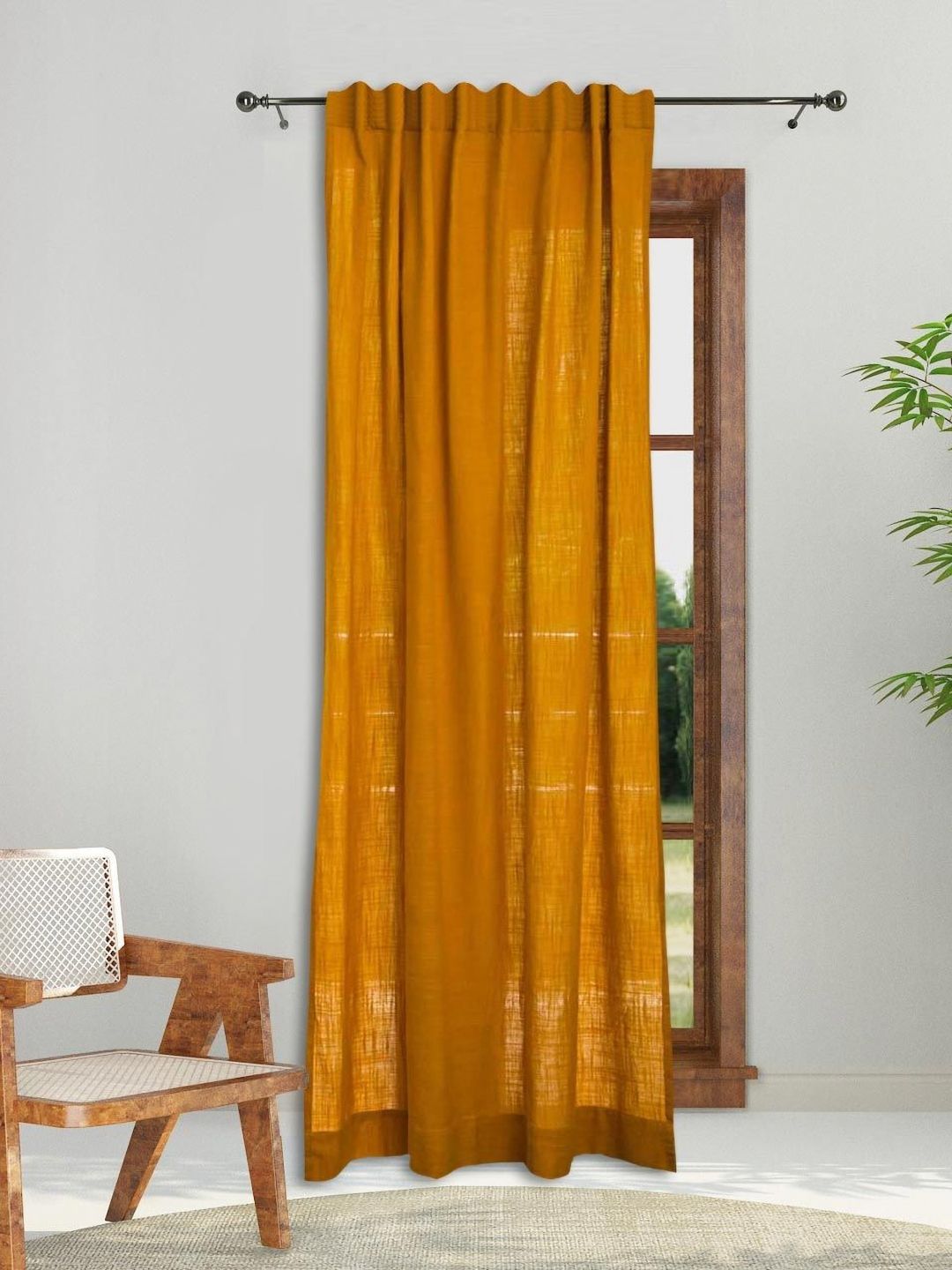 Fabindia Yellow Room Darkening Door Curtain-image-42