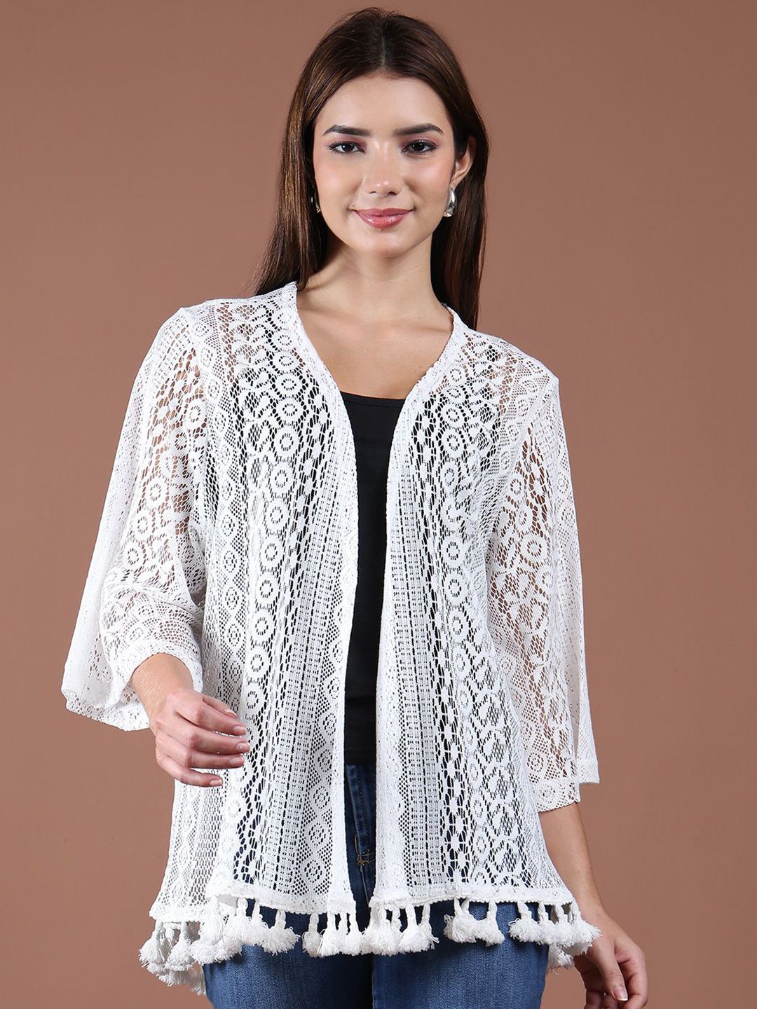 UnaOne Women Embroidered Longline Shrug-picture-45
