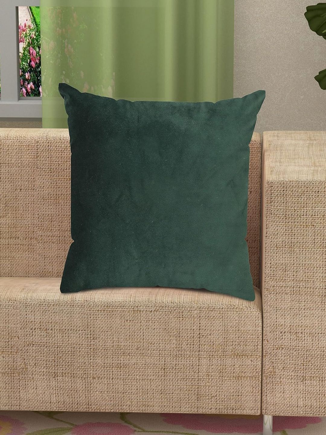 Shadowkart Green Velvet Square Cushion Cover-image-2