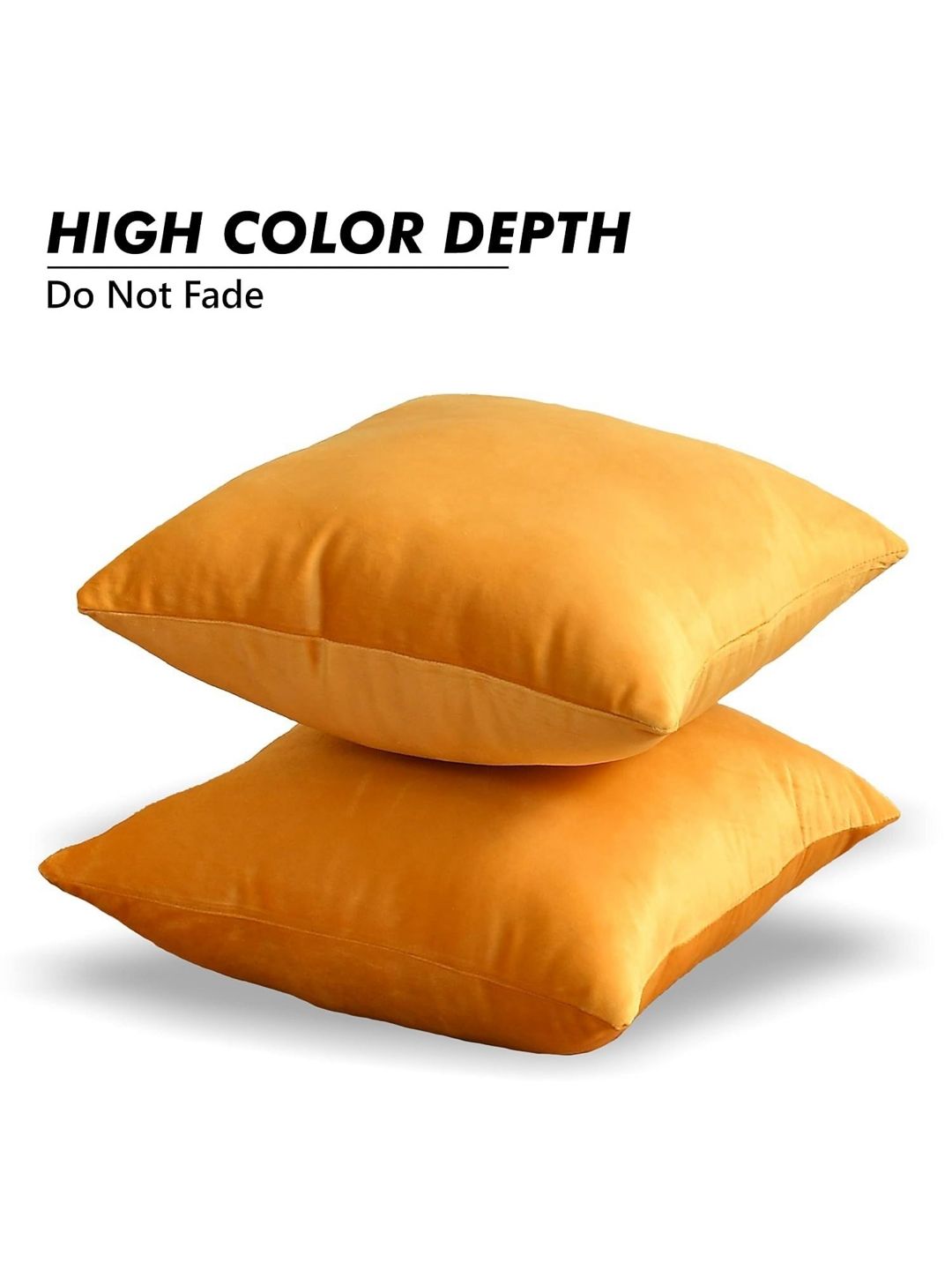 Shadowkart Mustard Yellow 2 Pieces Velvet Square Cushion Covers-image-21