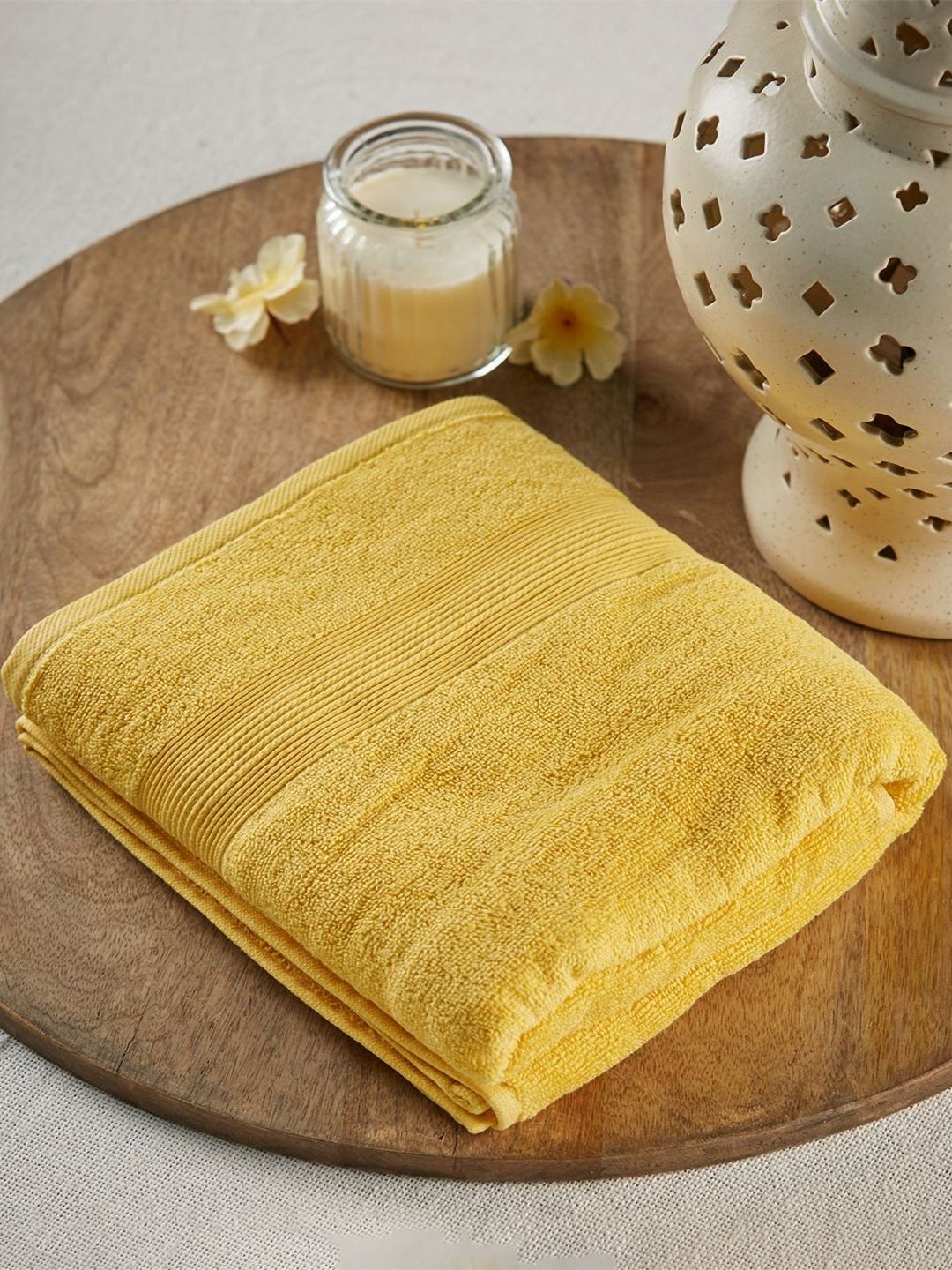 Fabindia Yellow 1 Cotton 500 GSM Bath Towel-image-43