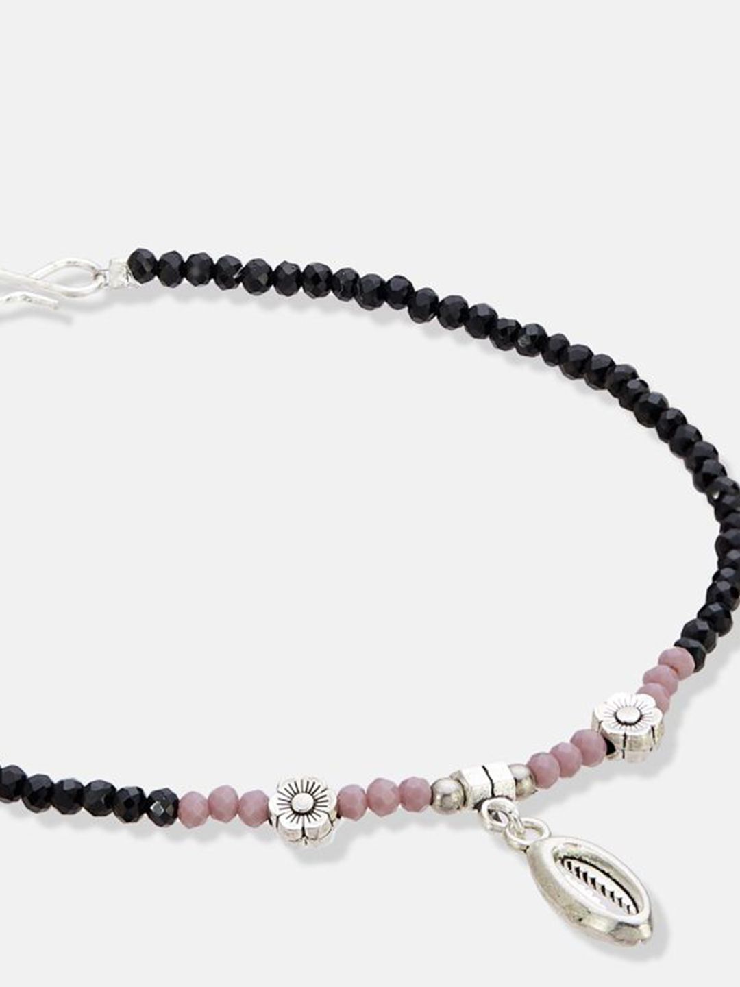 ATIBELLE Set Of 2  Silver-Plated Artificial Beaded Anklet