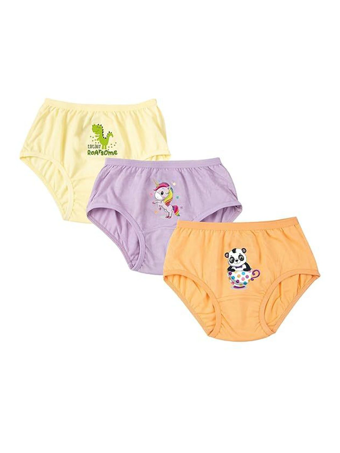 Dowin Girls Pack Of 3 Assorted Cotton Basic Briefs-picture-0