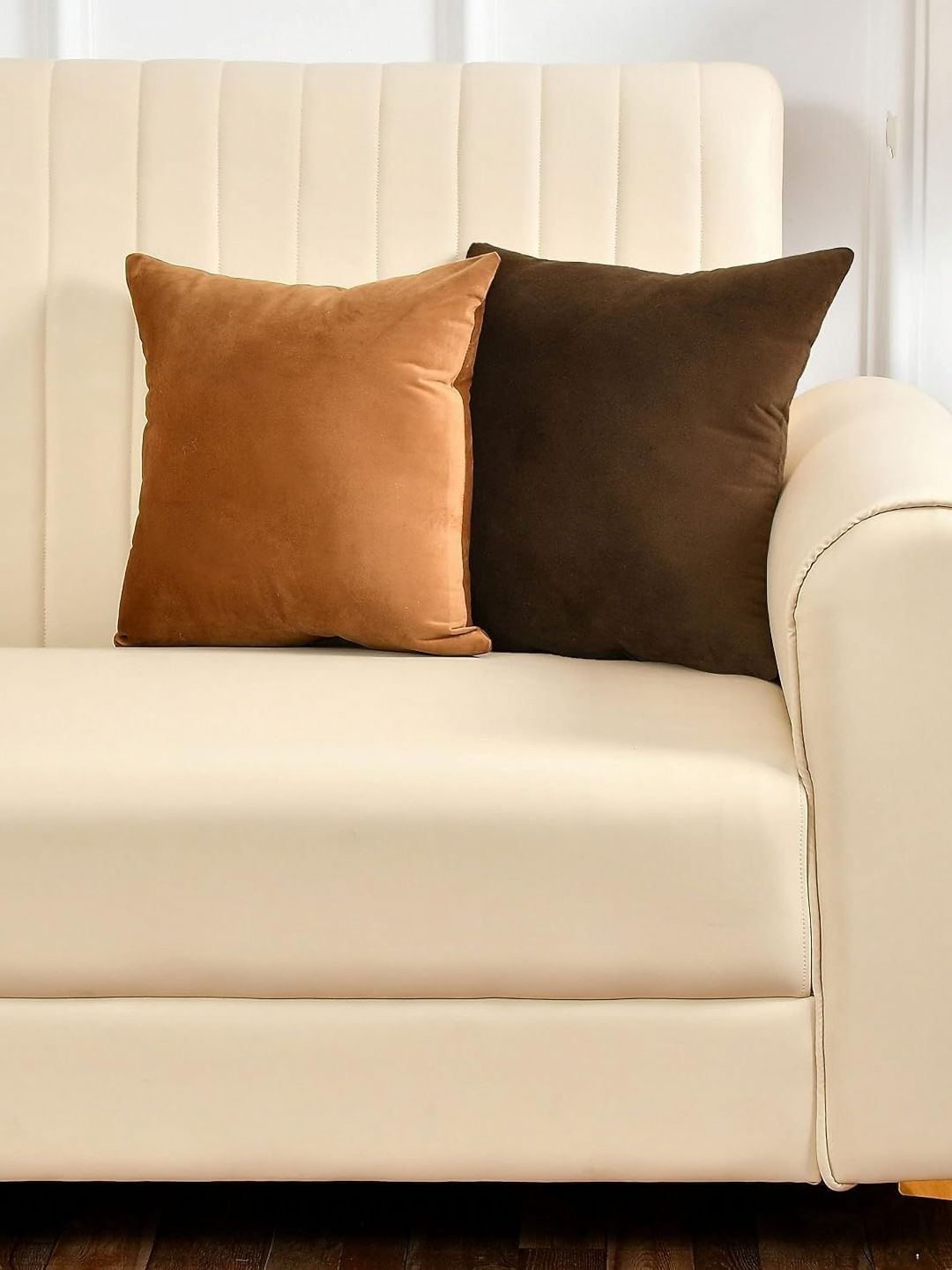 Shadowkart Brown 2 Pieces Velvet Square Cushion Covers-image-19