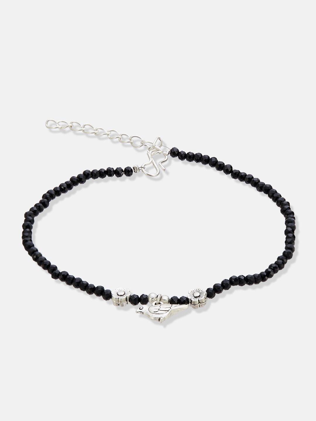 ATIBELLE Set Of 2 Silver-Plated Artificial Beads Anklets