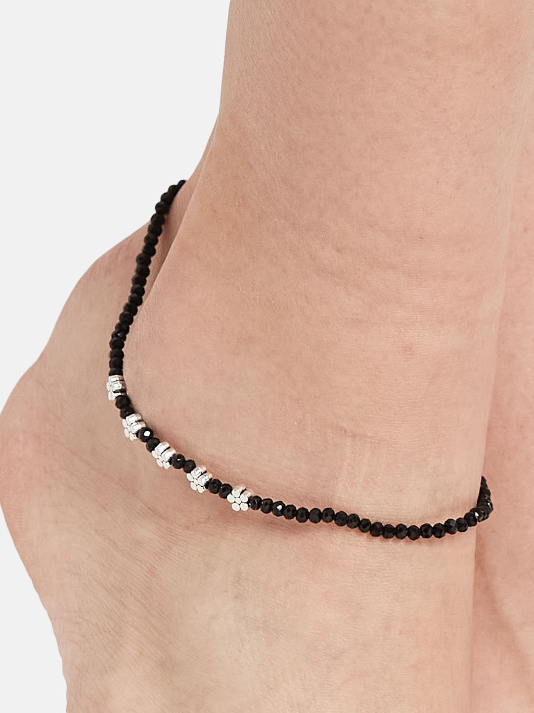 ATIBELLE Silver-Plated Artificial Stones and Beads Anklet