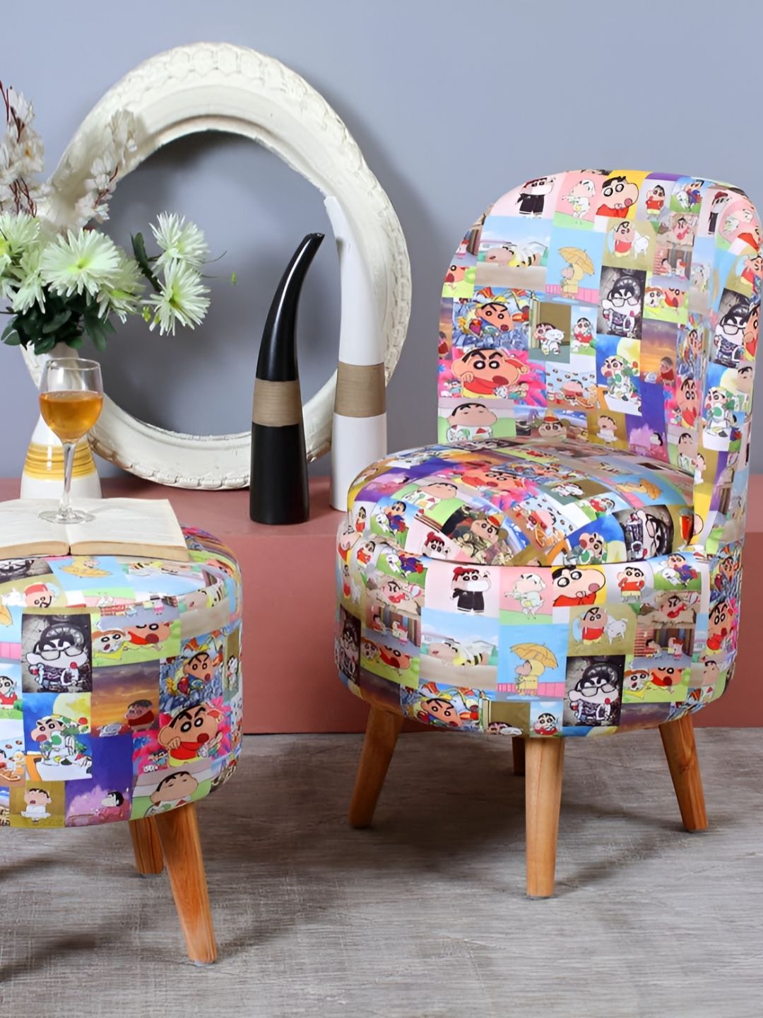 Shadowkart Set Of 2 Blue & Red Printed PouffesOttomans-picture-21