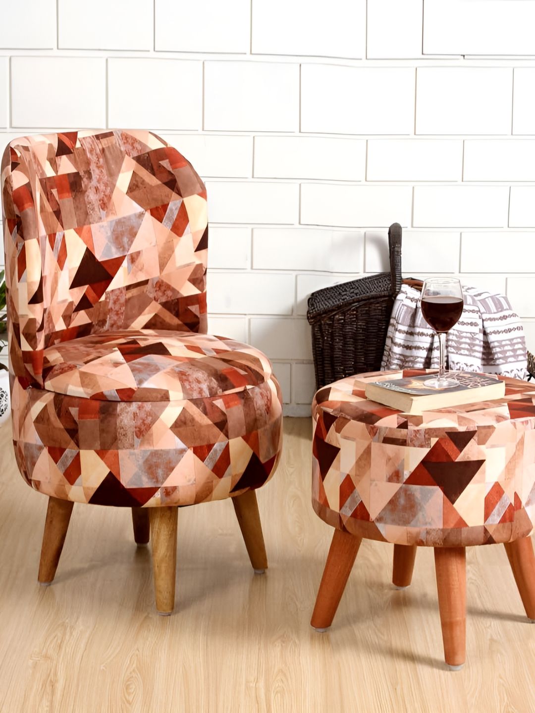 Shadowkart 2Pc Brown Wooden Mudda Pouffe Ottoman-image-38