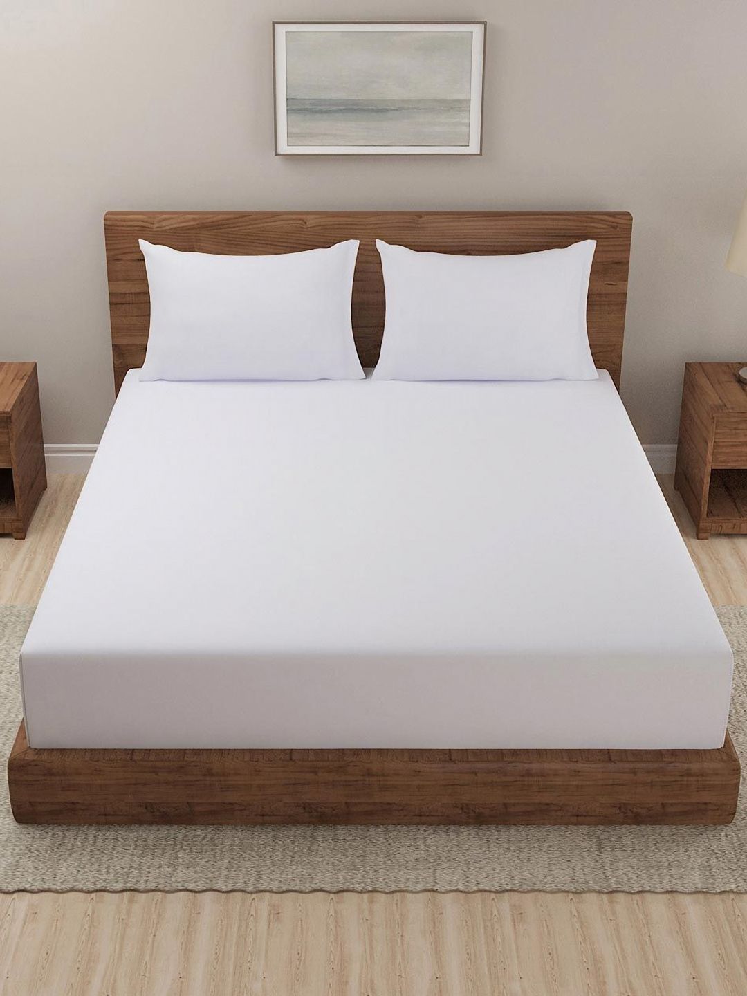 Fabindia White Solid Cotton 2 Piece Double Extra Large Regular Bedding Set-picture-12