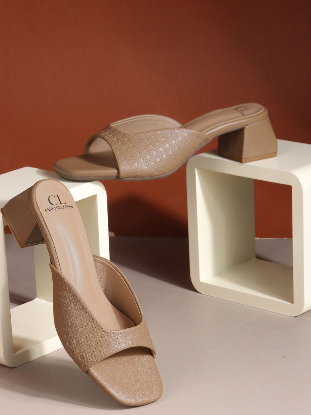 Carlton London Women Textured Open Toe Block Sandals-picture-33