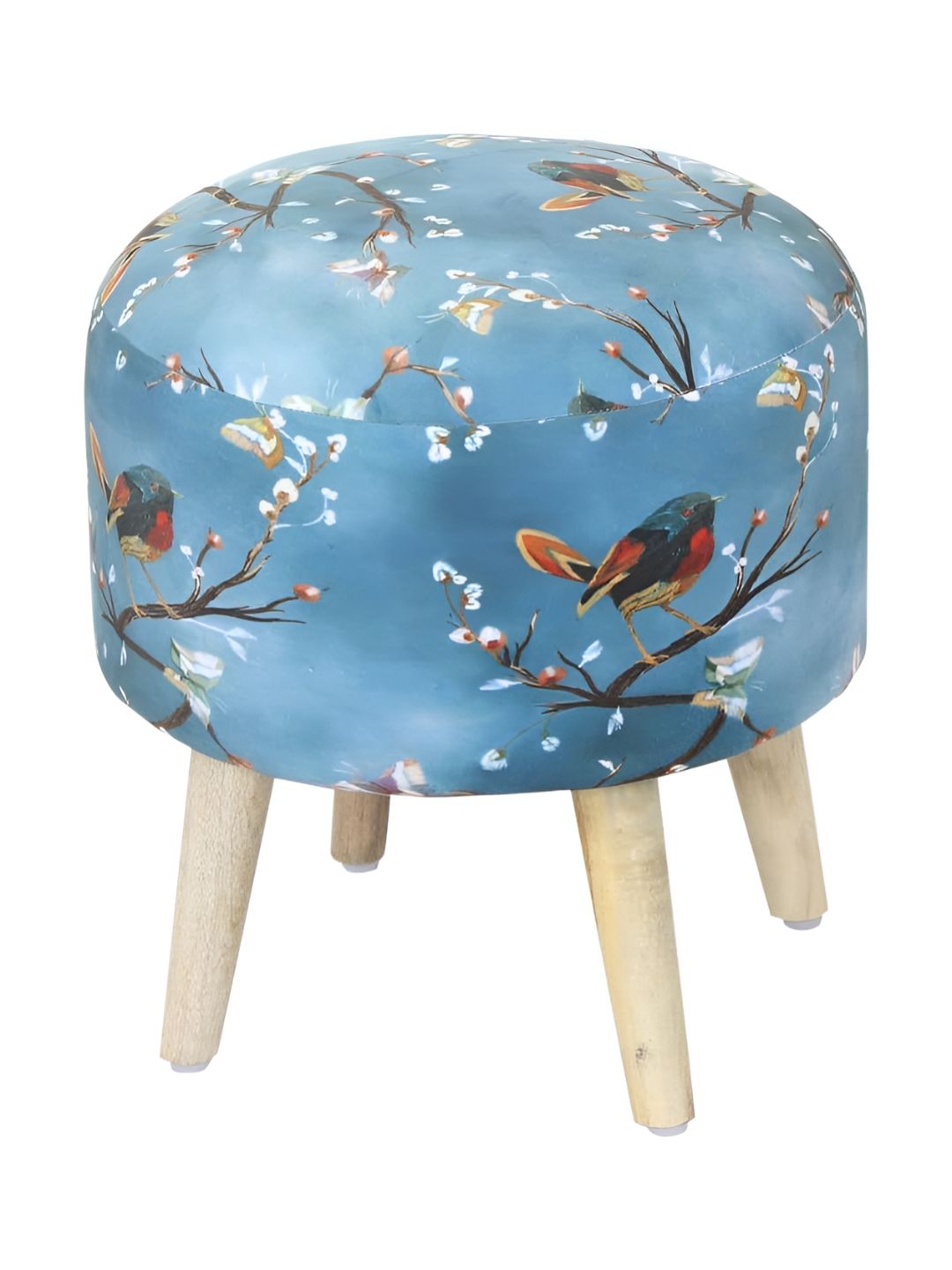 Shadowkart Blue & Brown Printed Wooden Pouffes Ottomans-picture-37