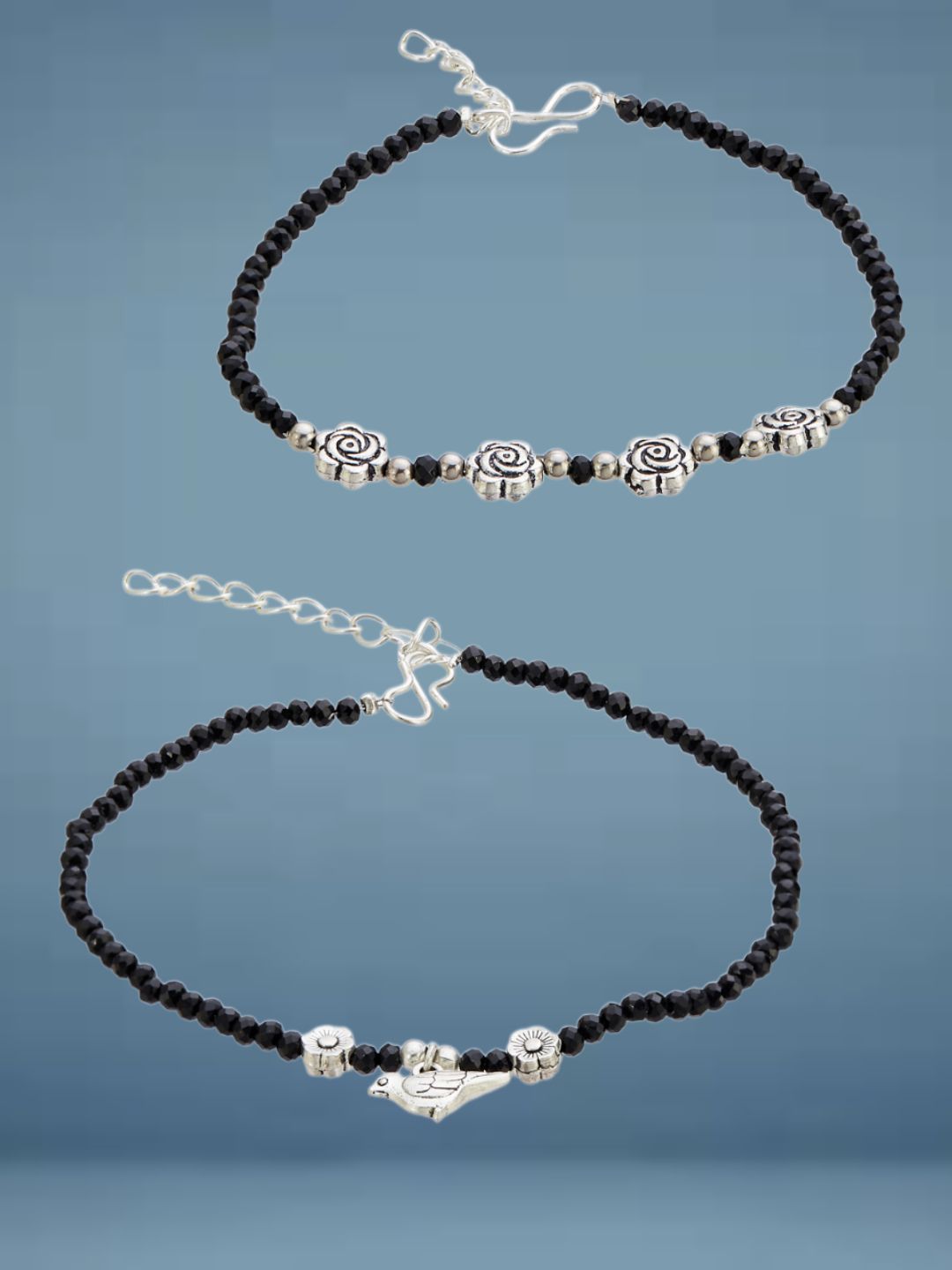 ATIBELLE Silver-Plated Artificial Stones and Beads Anklet