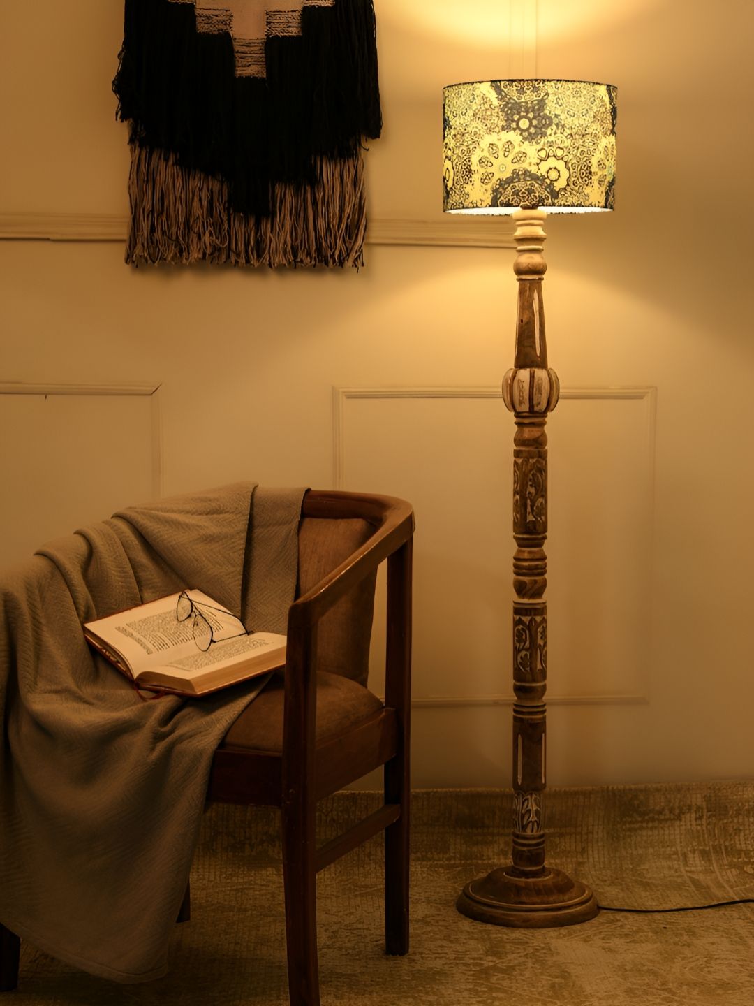 green girgit Blue Printed Wooded Floor Lamps-picture-26