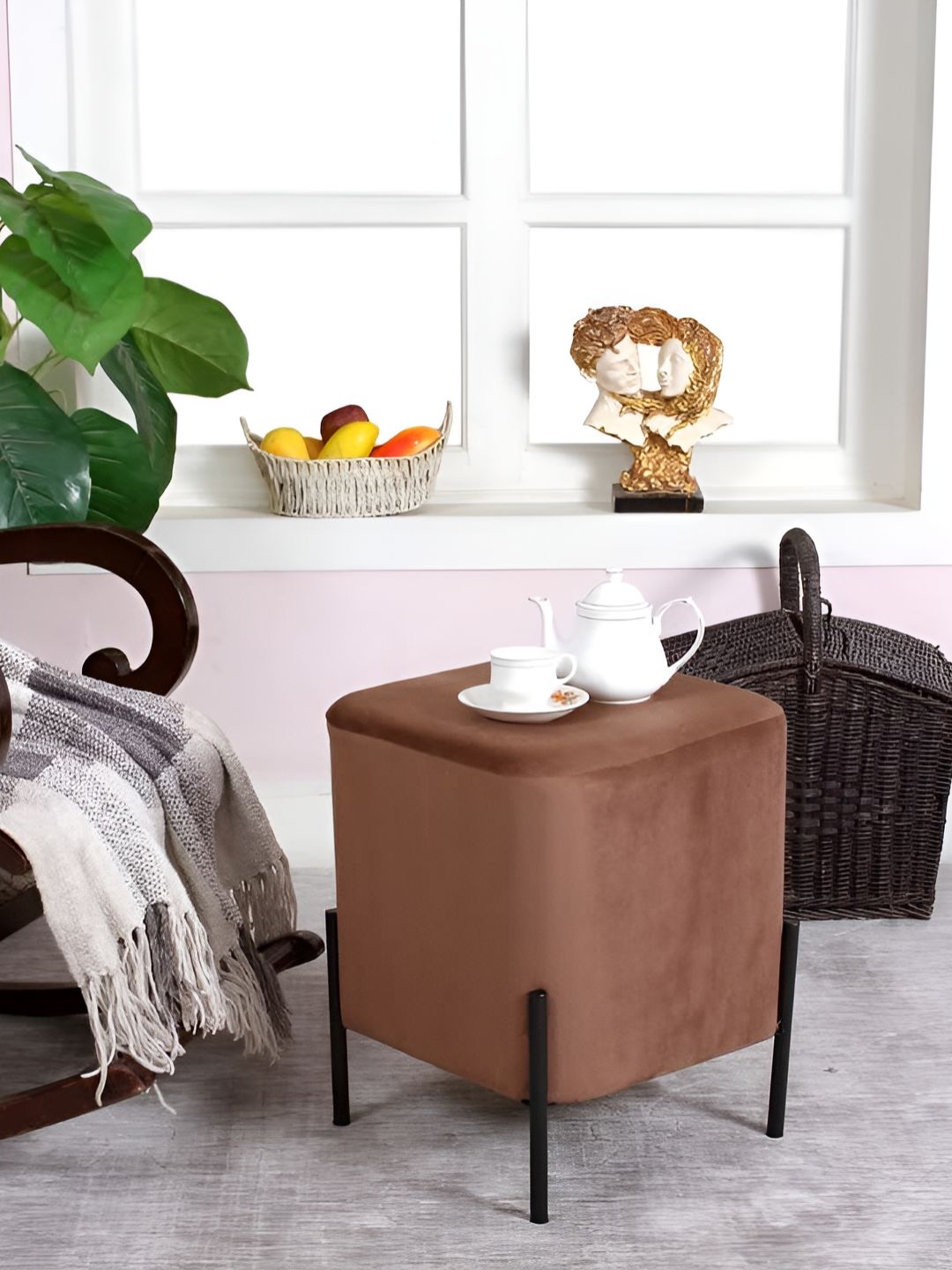 Shadowkart Brown Wooden Mudda Pouffe Ottoman-image-40