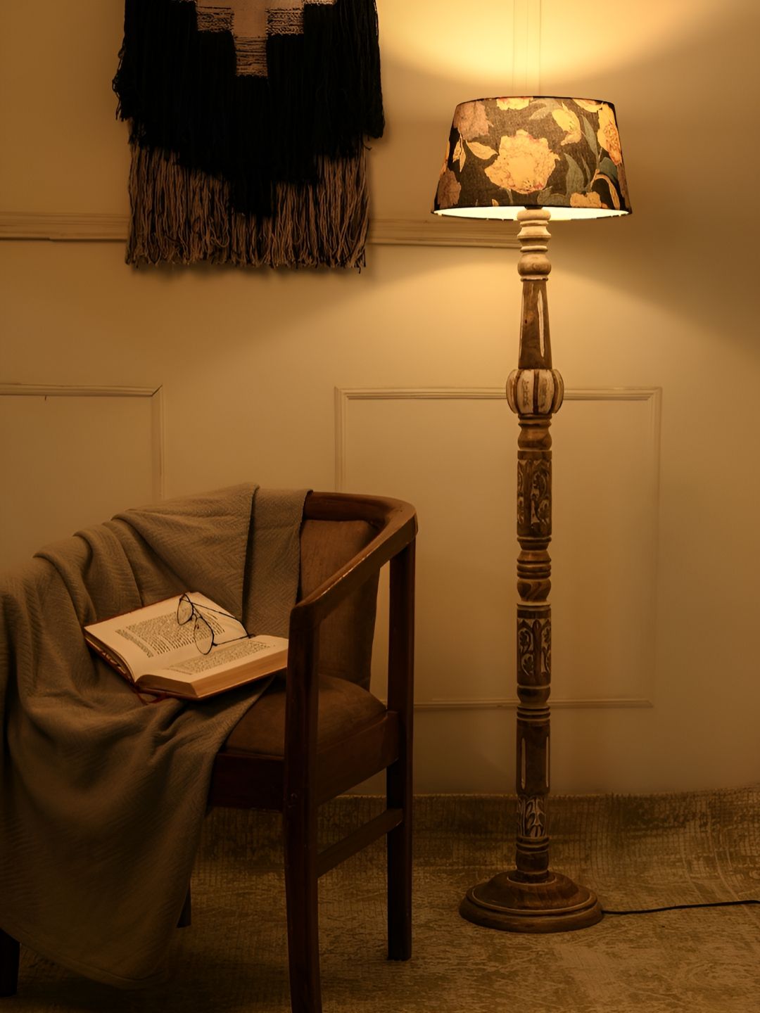 green girgit Black & Brown Printed Wooden Floor Lamp-picture-23