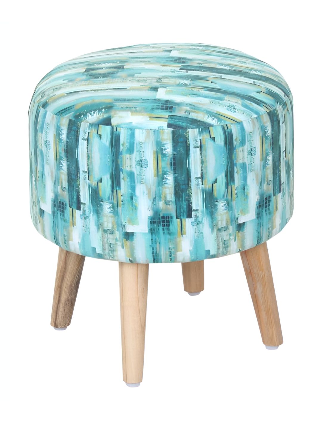 Shadowkart Turquoise Blue Wooden Mudda Pouffe Ottoman-picture-54